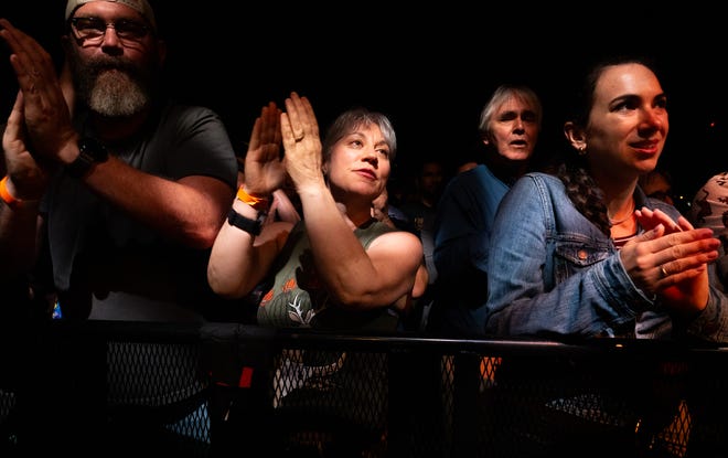 The audience applauds as Marcus King performs at Emo's, part of South by Southwest, Wednesday, March 13, 2024 in Austin, Texas.