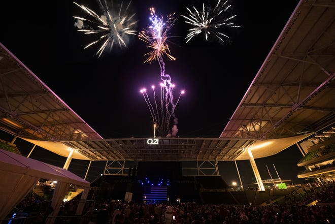 Fireworks display at Willie Nelson's 4th of July Picnic at Q2 Stadium on July 04, 2023 in Austin, Texas.