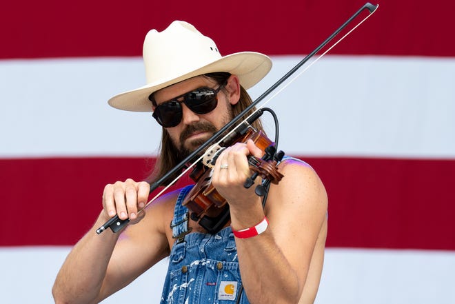 Bennett Brown of Shane Smith & The Saints perform in concert during Willie Nelson's 4th of July Picnic at Q2 Stadium on July 04, 2023 in Austin, Texas.